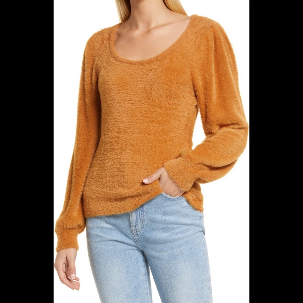 Rachel Parcell balloon sleeve fuzzy sweater - Picture 1 of 6